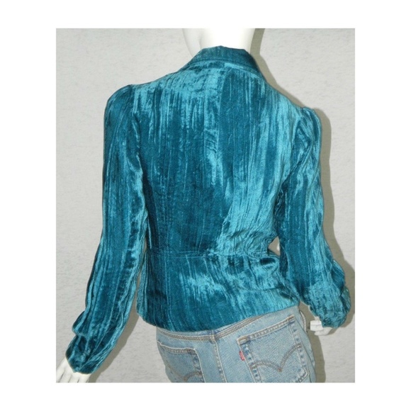 Guess Women Turquoise Velvet Career Jacket Size 4 - Picture 2 of 8